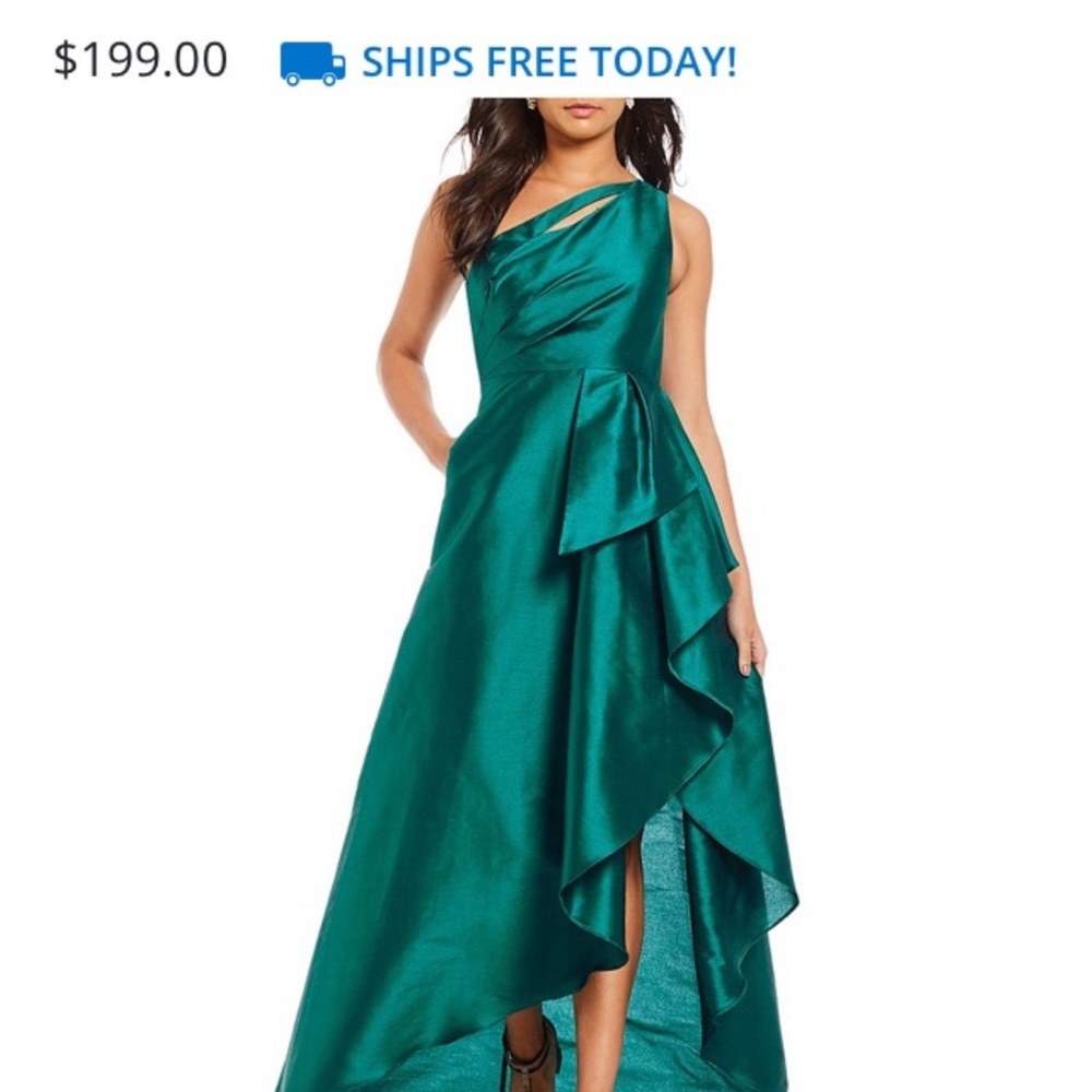 Adrianna Papell One Shoulder Teal Dress